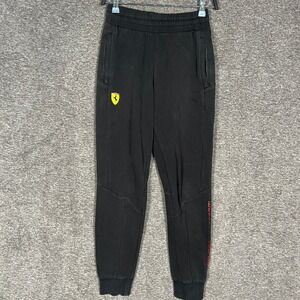 Ferrari Scuderia PUMA Black Track Pants Mens S Joggers Sweatpants Zipper Pockets